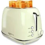 Keenstone Toasters 2 Slice Retro Stainless Steel Toasters with Bagel, Cancel, Defrost Function and 6 Bread Shade Settings Bagel