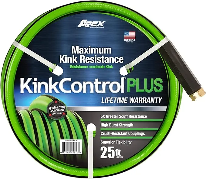 Teknor Apex Kink Control Pro Garden Hose, Water Hosewith Superior UV Resistance, Ergonomic Grip, High Burst Strength, Triple Frame Technology for Kink