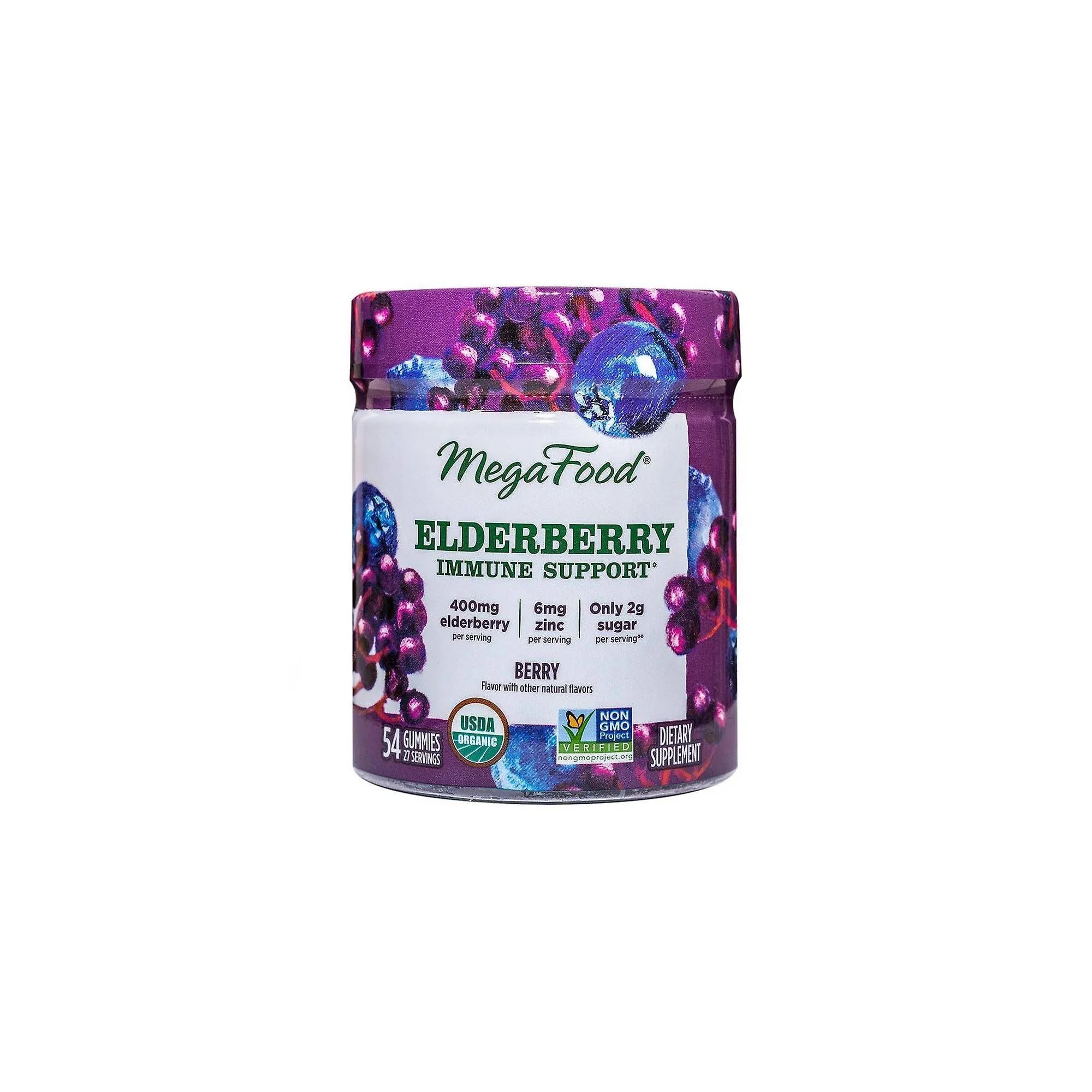 MegaFood, Elderberry Immune Support, Berry, 54 Gummies