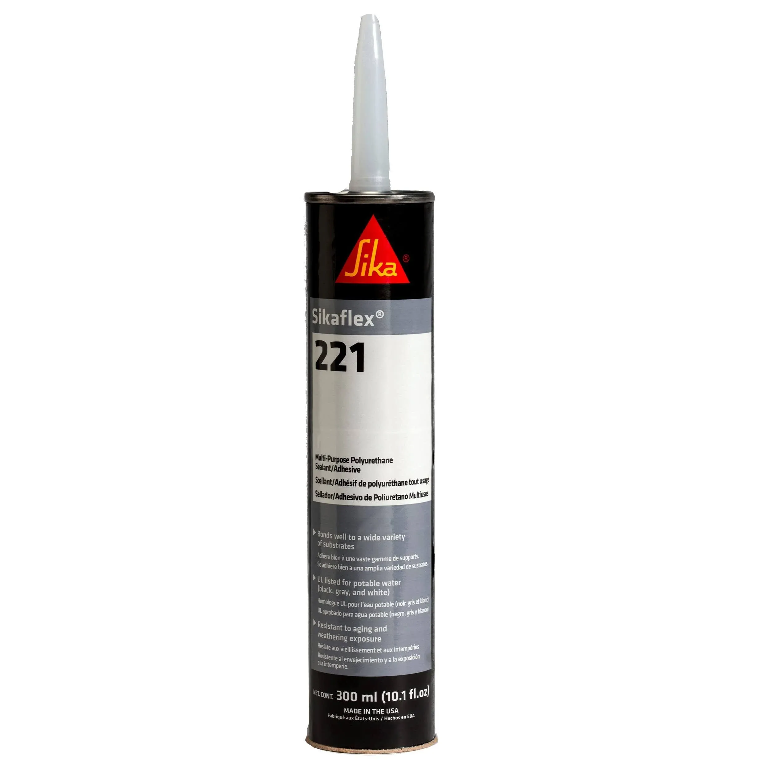 Sika Sikaflex 221 Multi-Purpose Polyurethane Sealant-Adhesive - 10.3oz(300ml) Cartridge - Black