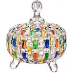 MAGCOLOR Grande boîte à bonbons élégante peinte à la main en verre de cristal tissé coloré avec couvercle, boîte à bijoux, bocal de rangement, cadeau idéal pour la famille et les amis - 680,4 g.