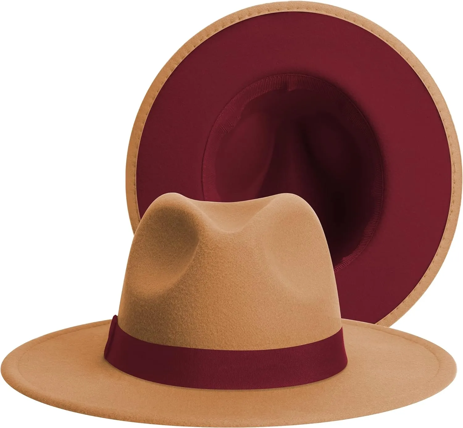 SAJUZEN Womens & Mens Fedora Hats, Wide Brim Fedora Hats for Women Men