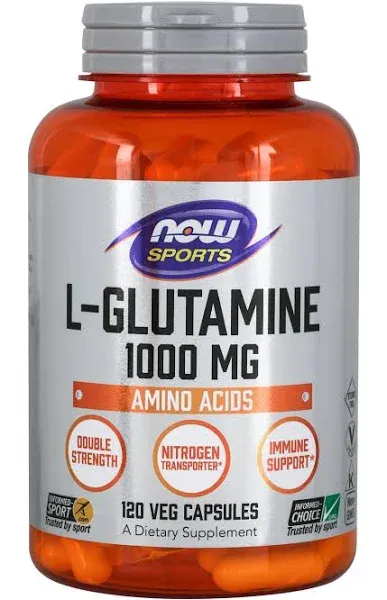 Now L-Glutamine, 1000 mg, Double Strength, 120 capsules