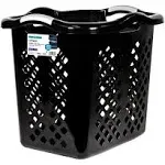 2 Bushel Lamper Plastic Laundry Basket with Silver Handles, Black