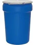 Eagle 30 Gallon High Density Polyethylene Lab Pack Barrel Drum with Metal Lever-lock Lid, 28.5" Height, 21.25" Diameter, Blue, 1601MB