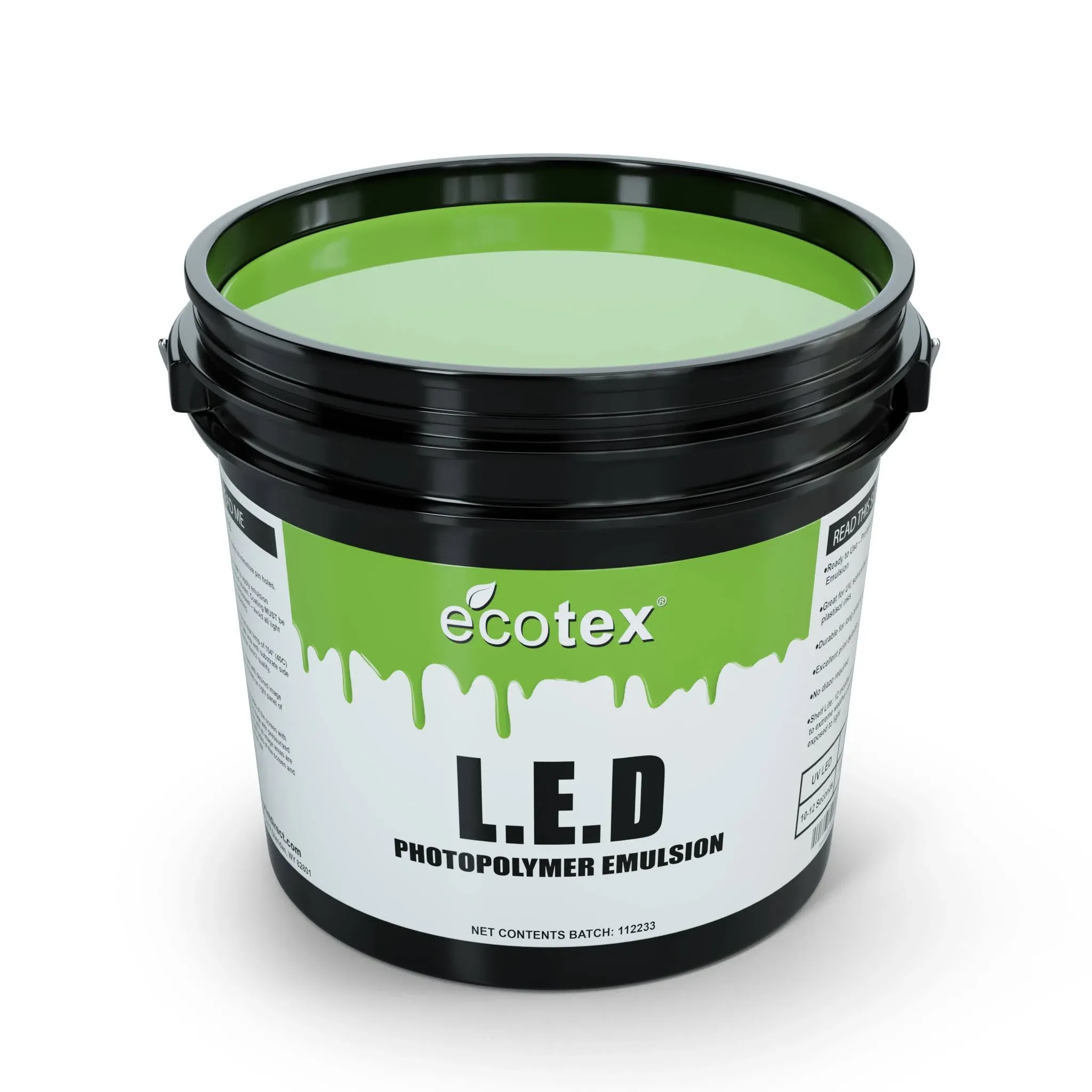 Ecotex® L E D Green Screen Printing Emulsion (Gallon - 128oz.) Pre - Sensitized Photo Emulsion for Silk Screens, Textiles, and Fabric - for Screen Printing Plastisol Ink, Screen Printing Supplies