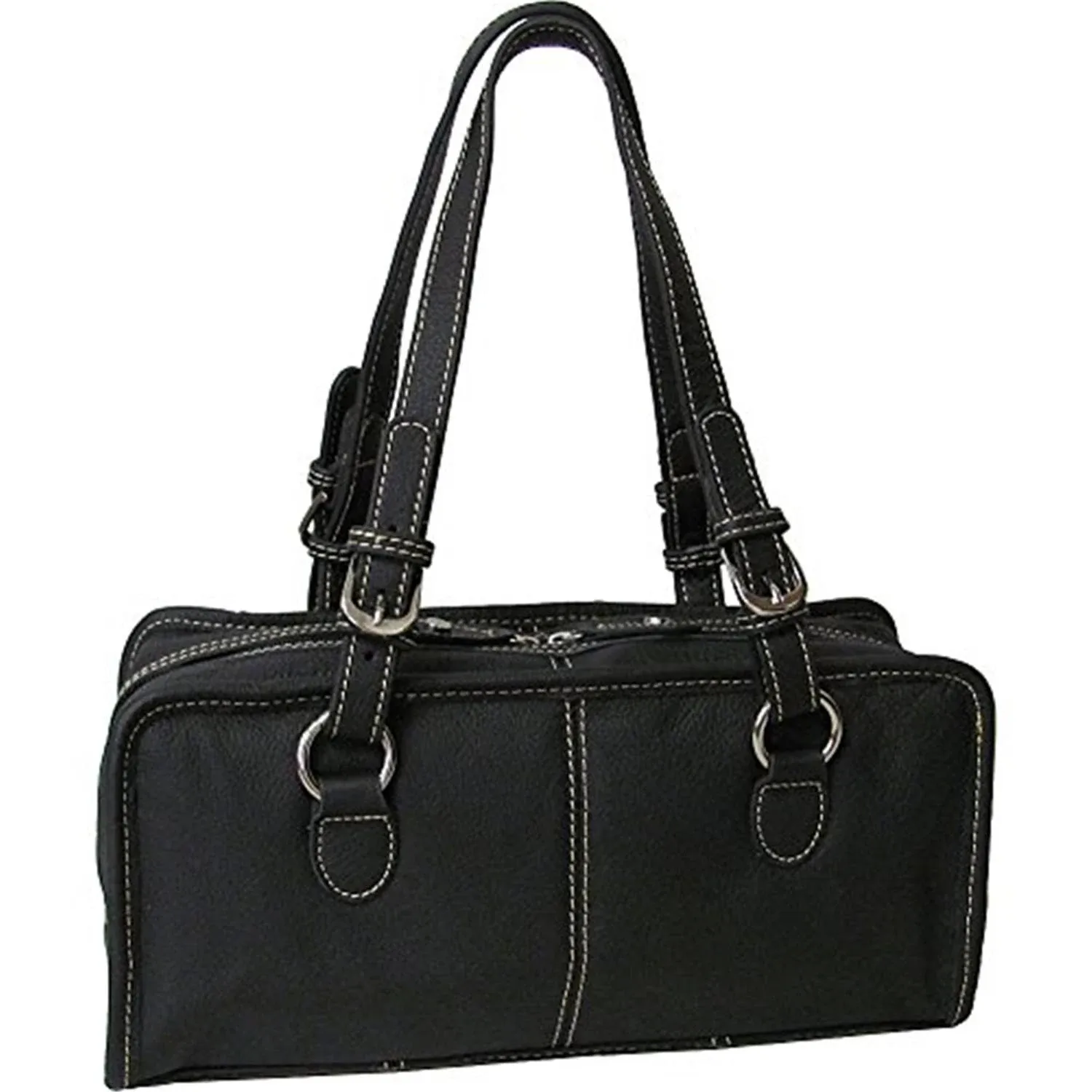 Amerileather Classy Belt Stitched Leather Satchel