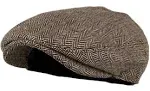 Wonderful Fashion Men's Classic Herringbone Tweed Wool Blend Newsboy Ivy Hat (Brown SM)