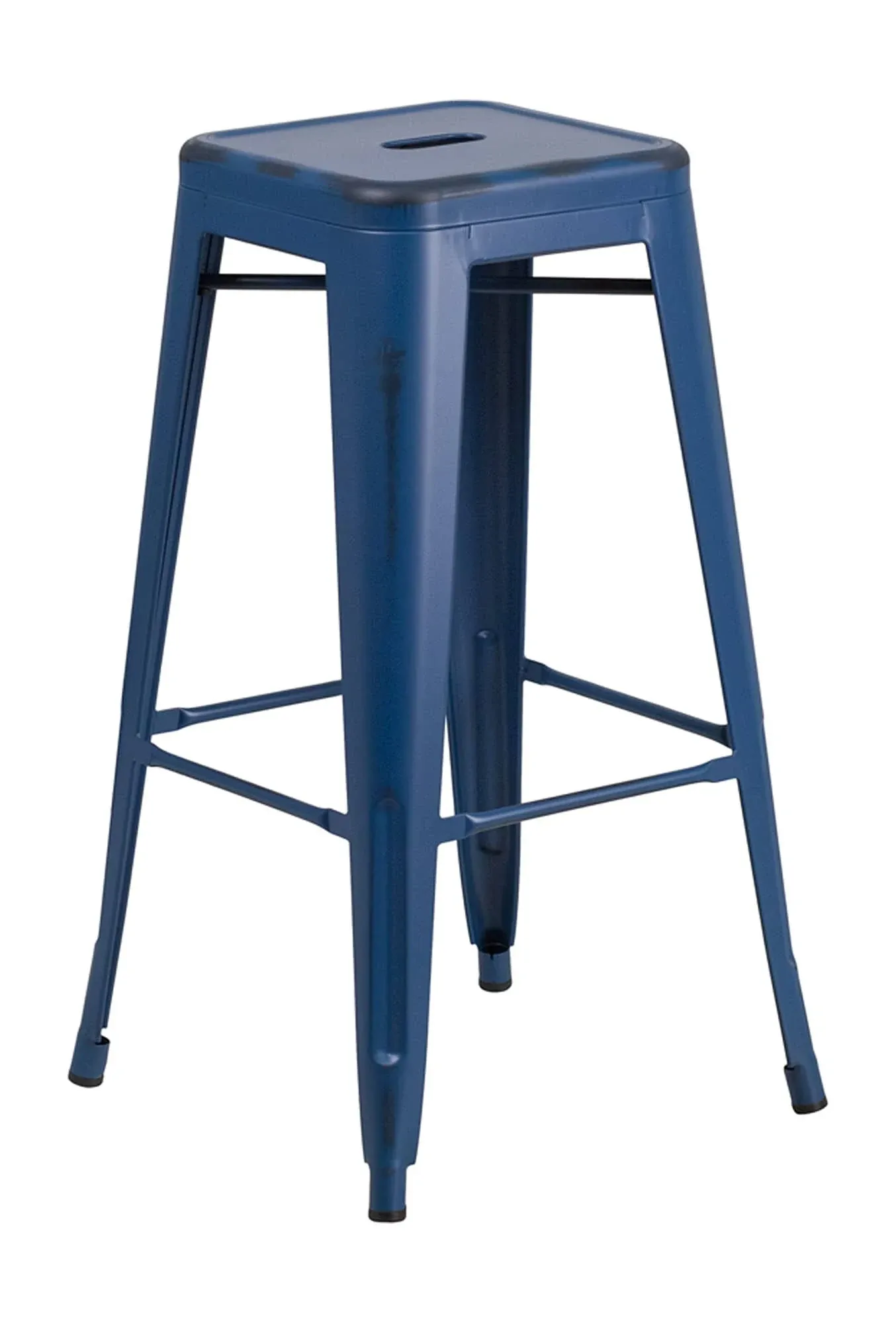 Flash Furniture 30" High Backless Distressed Metal Indoor-Outdoor Barstool ...