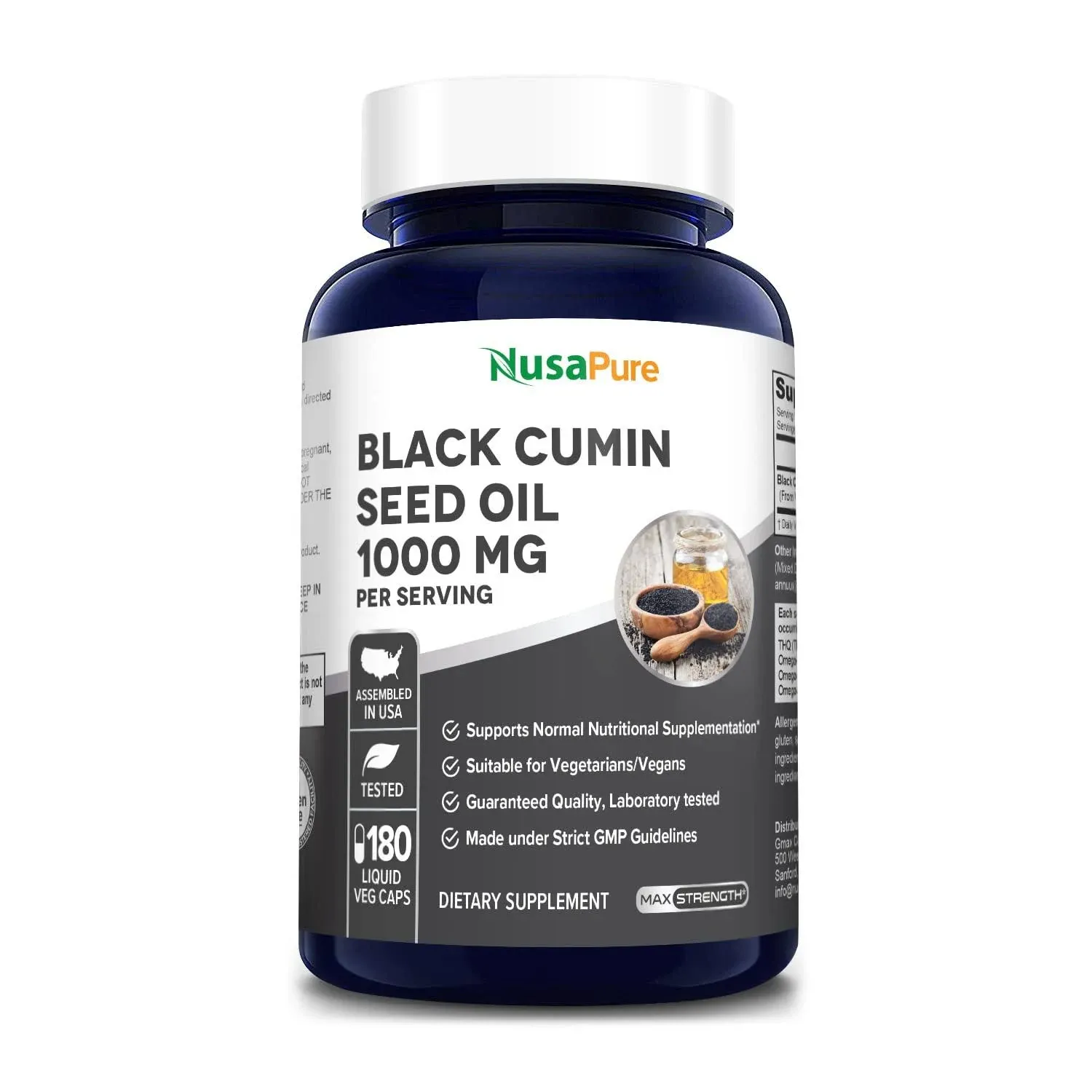 Black Seed Oil 1,000 mg 180 Softgel Capsules (Non-GMO & Vegetarian) Cold-Pressed ...