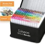 LineOn 172 Colors Alcohol-Based Dual Tip Art Markers w/ case/pad/blend<wbr/>er - NEW*