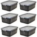 Rubbermaid Roughneck 10 gal. Storage Tote Container in Black (6-pack)