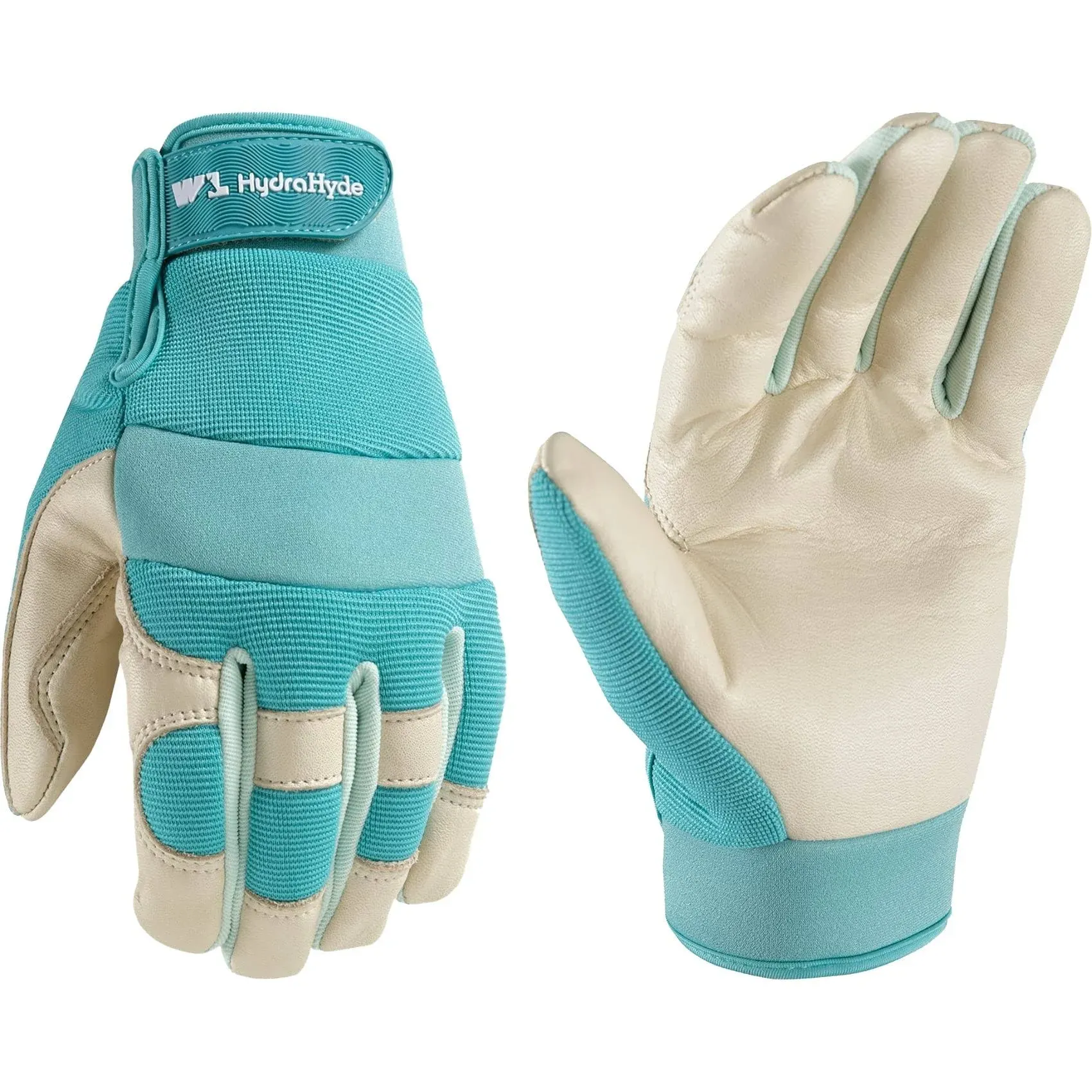 "Wells Lamont Women's Hydrahyde Cowhide Gloves in Blue/Desert Tan"