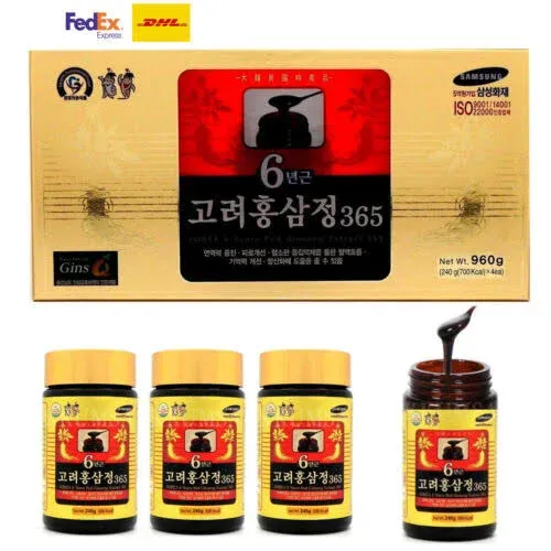 HongSamJeong, Korean 6years Root Red Ginseng Gold Extract, Saponin, Panax, 8.5 Ounce (Pack of 2)