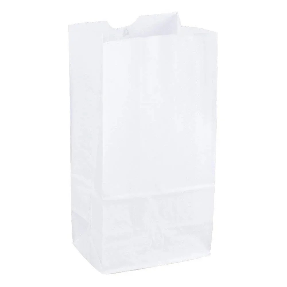 Perfect Stix - Kraft White Bag 6-100 6lb Kraft White Paper Bags- Pack of 100ct, White Bags