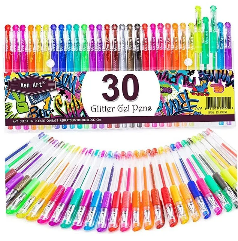 Glitter Gel Pens, Colored Gel Markers Pen Set with 40% More Ink for Adult Coloring Books, Drawing, Journaling and Doodling