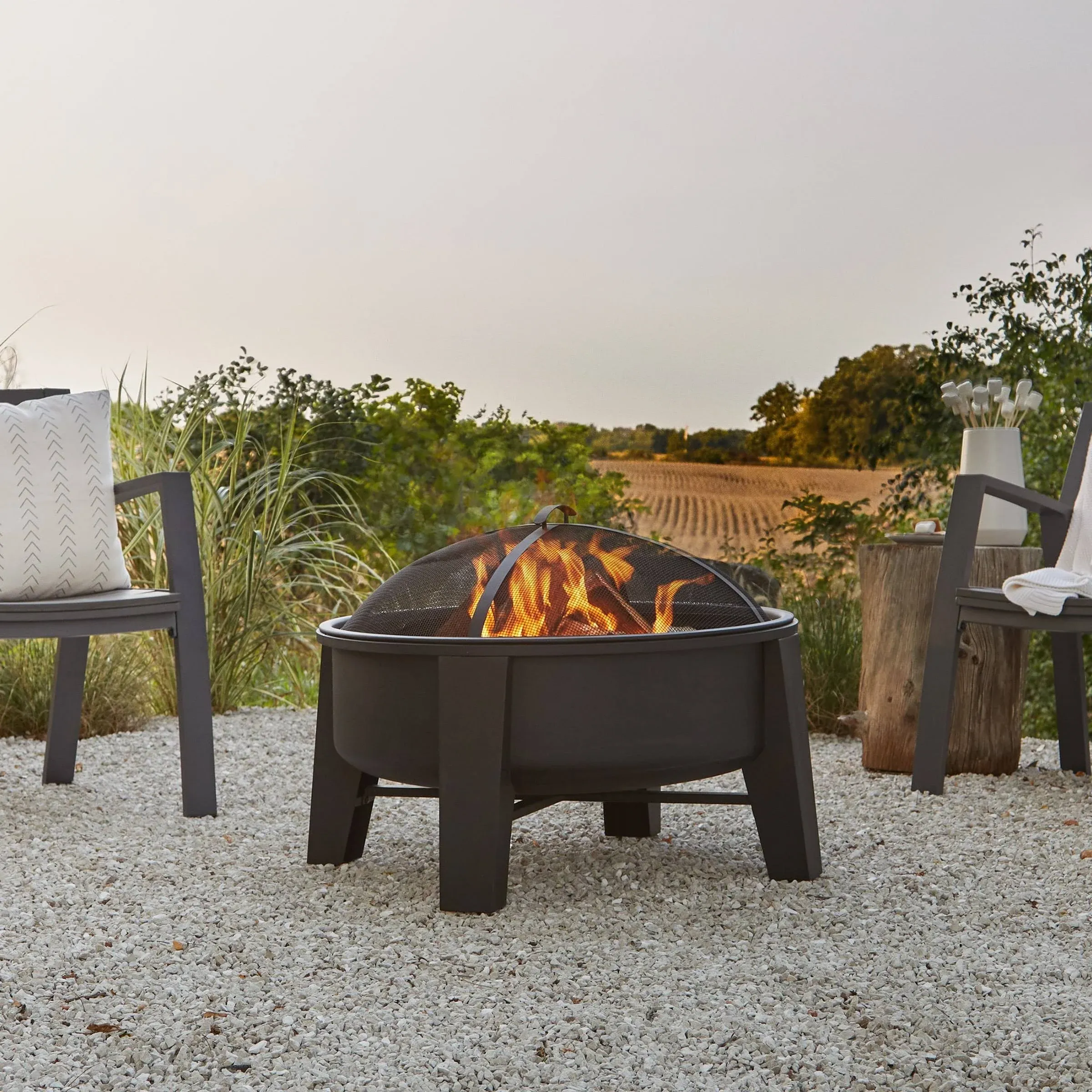 Forsyth Wood Burning Fire Pit in Black