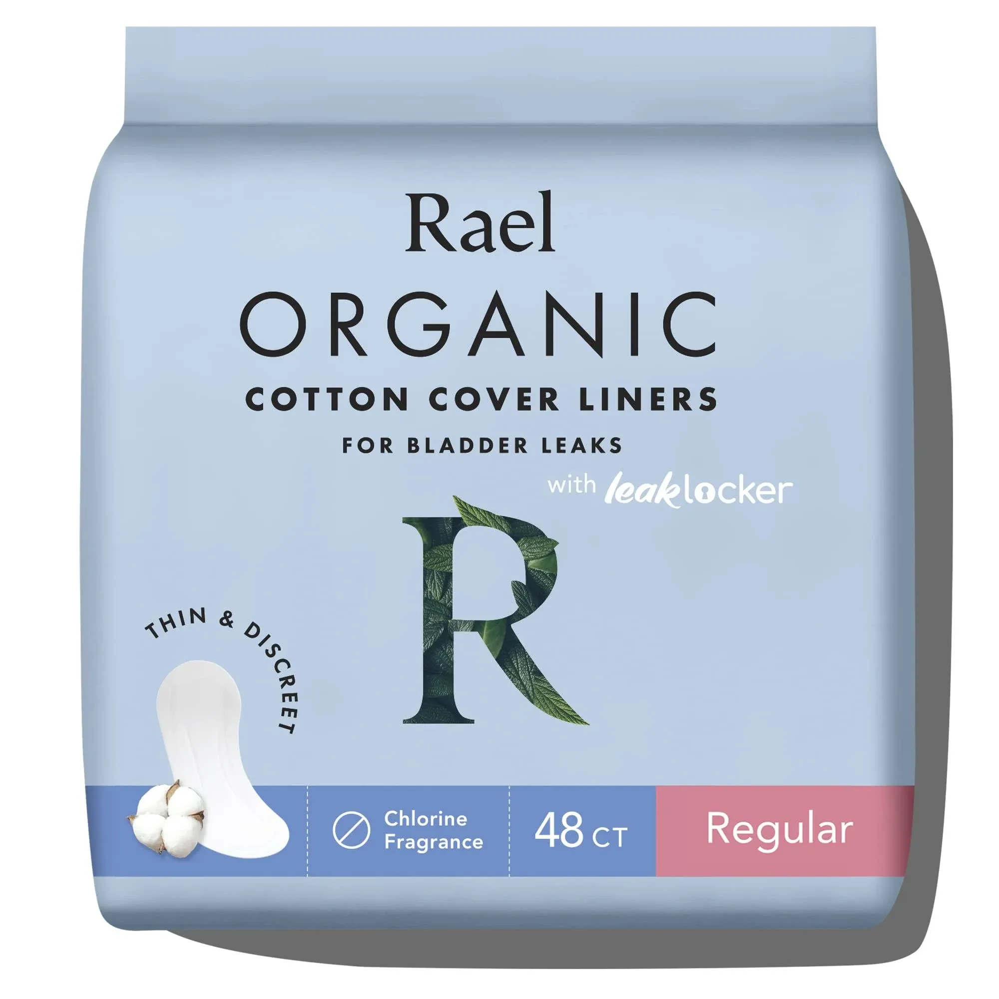 Rael Organic Liners, Cotton Cover, Regular - 48 liners