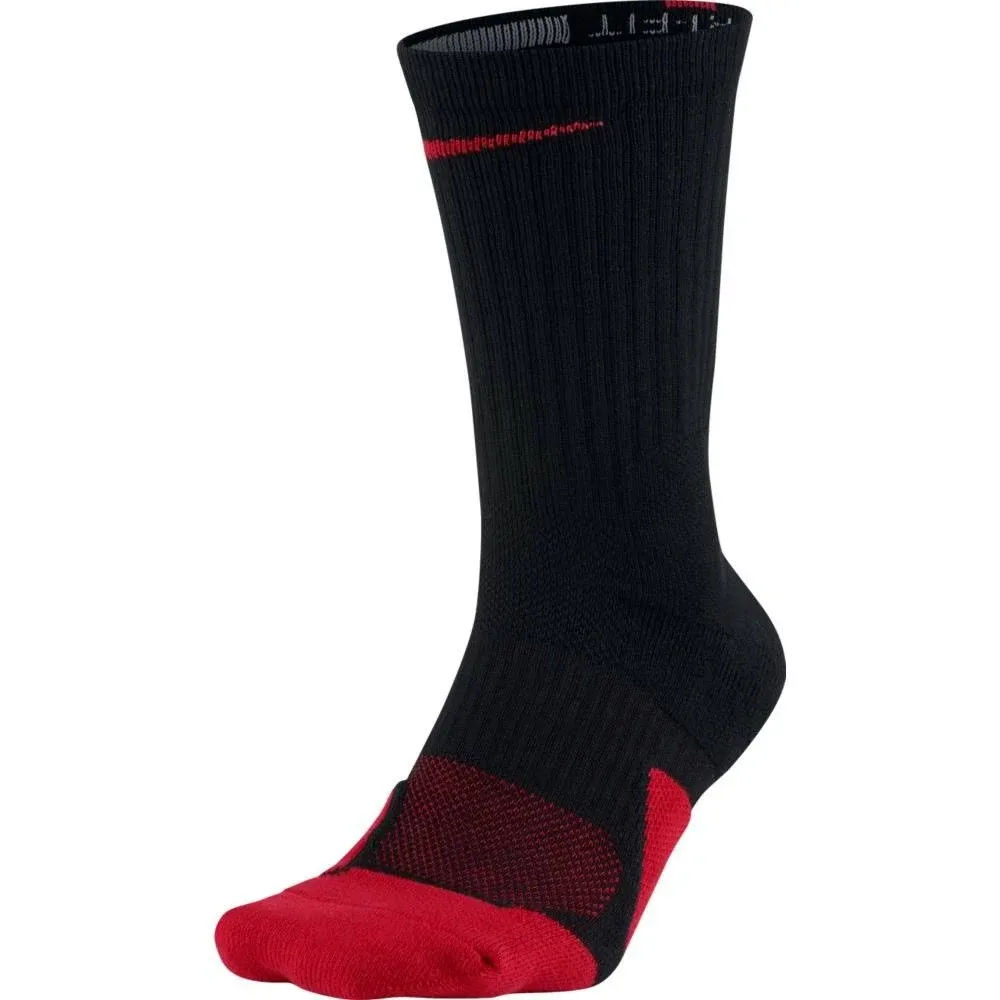 Nike Elite 1.5 Mens Basketball Crew Socks SMALL (Youth 4-6)  Black/Red  5593-010