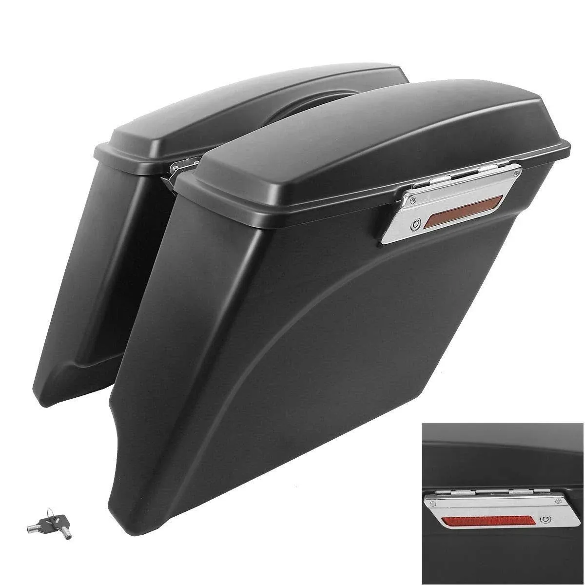 Motorcycle Stretched Saddlebags 5&#034; Extended Hard Saddle Bags For Harley ...