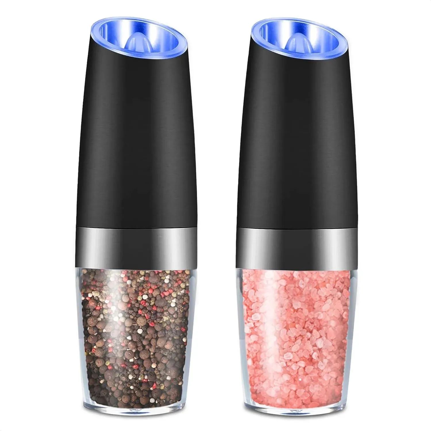 LaGoldoo Salt and Pepper Gravity Grinder Set, 2pcs Electric Pepper and Salt Mill ...