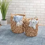 Honey-Can-Do Natural Wicker Decorative Round Storage Baskets (Set of 2)