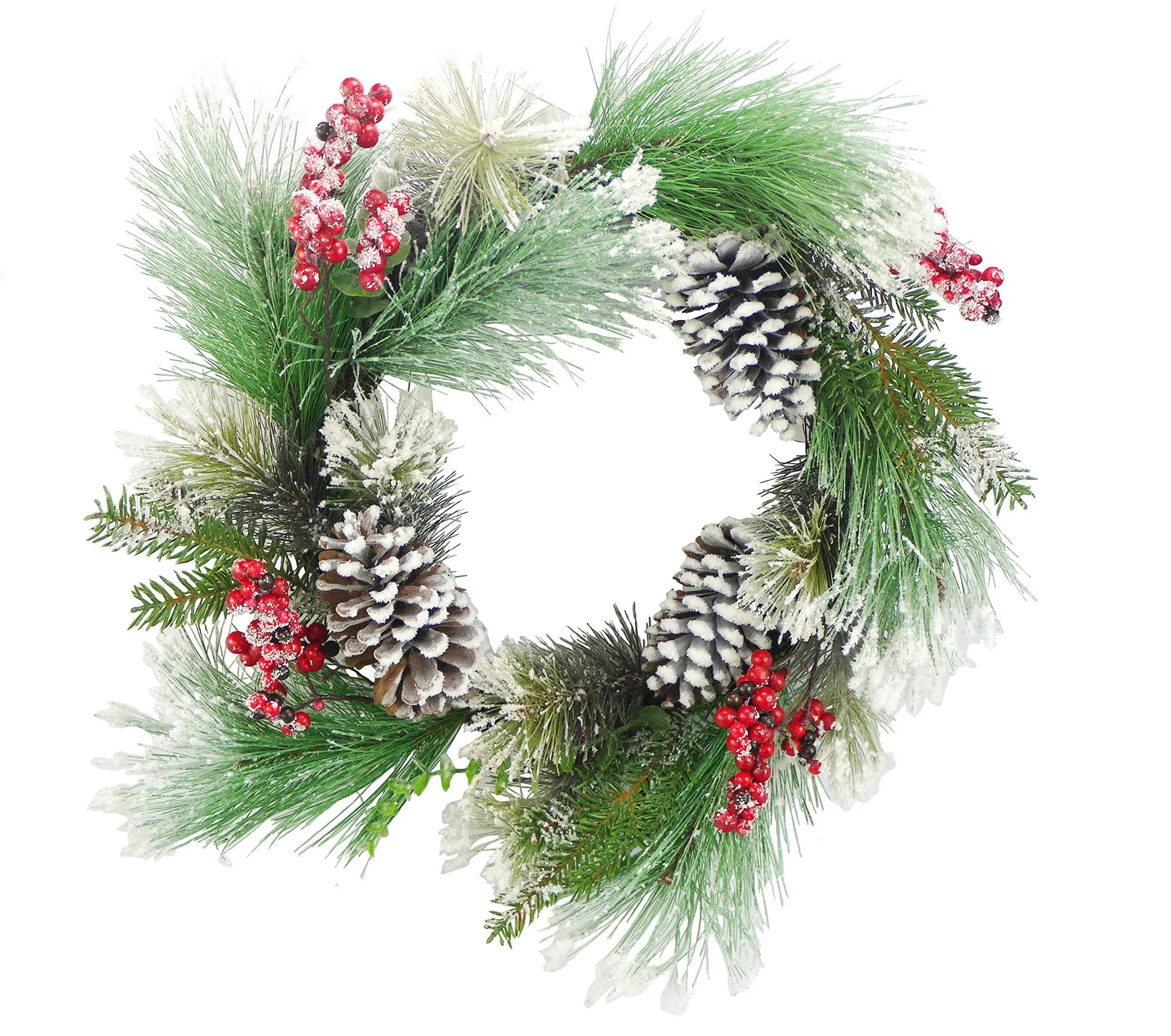 24" Pine and Pine Cone Berries Wreath - Contemporary - Wreaths And Garlands - by Admired by Nature | Houzz