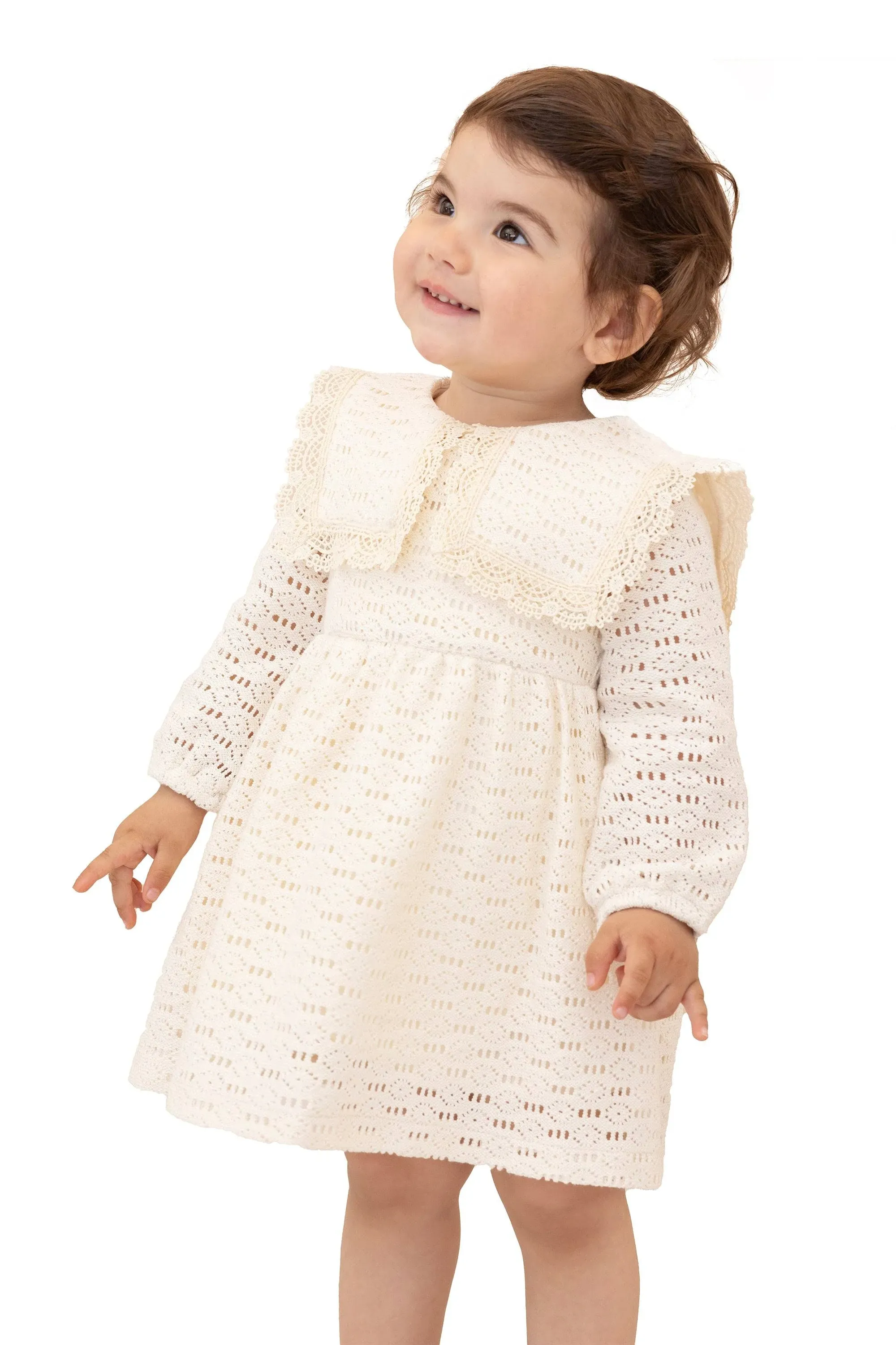 Lilax Baby Girl's Long Sleeve Lace Dress Vintage Wedding Dress