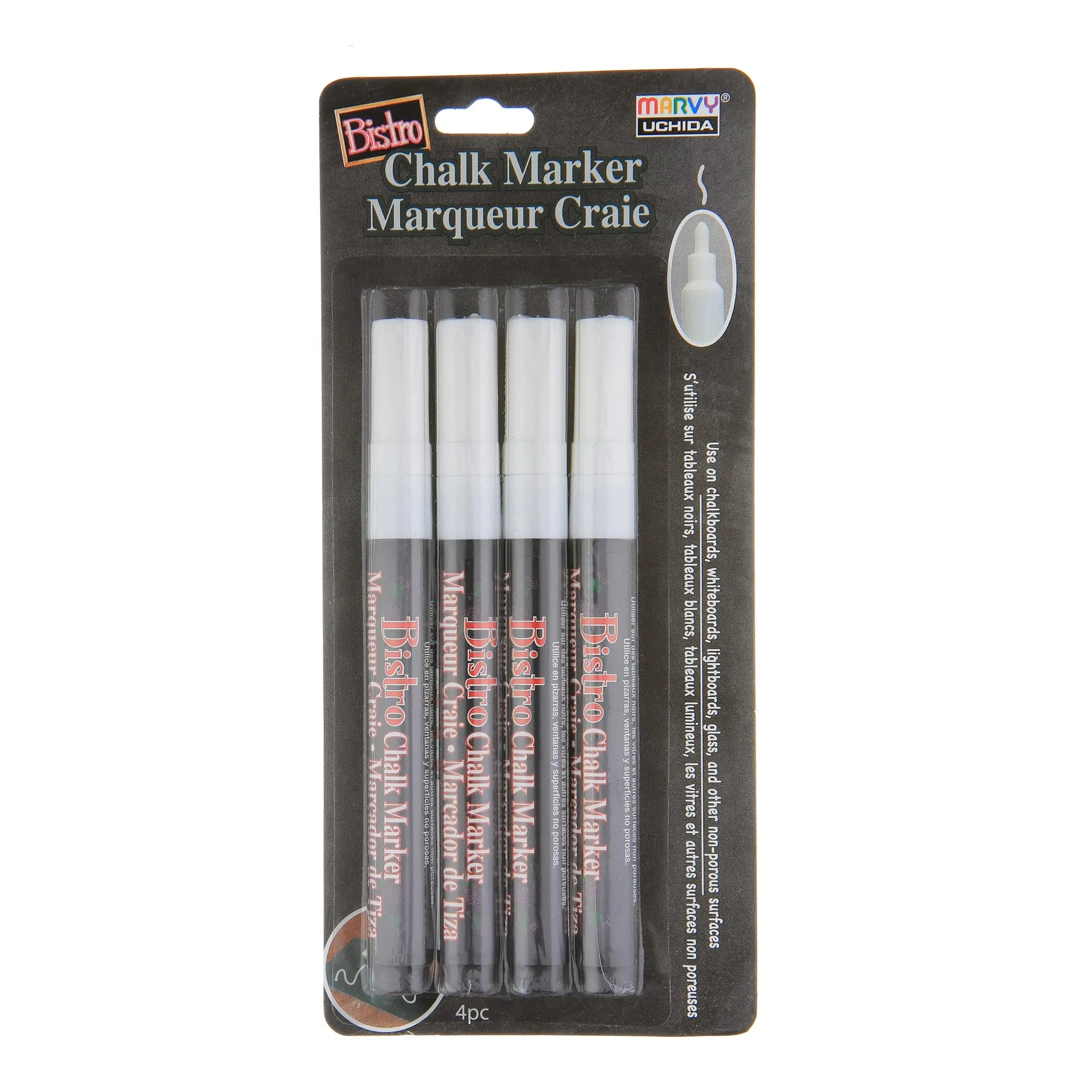 Uchida Bistro Chalk Marker Fine Point Set 4/Pkg-White