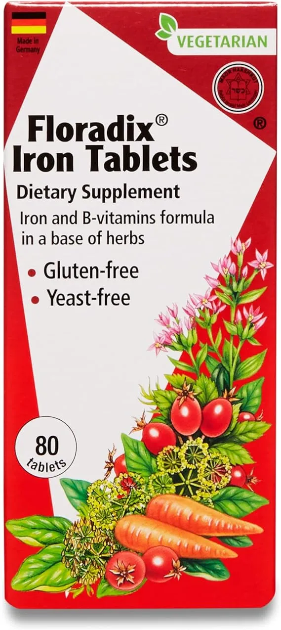 Gaia Herbs, Floradix, Iron Tablets, 80 Tablets