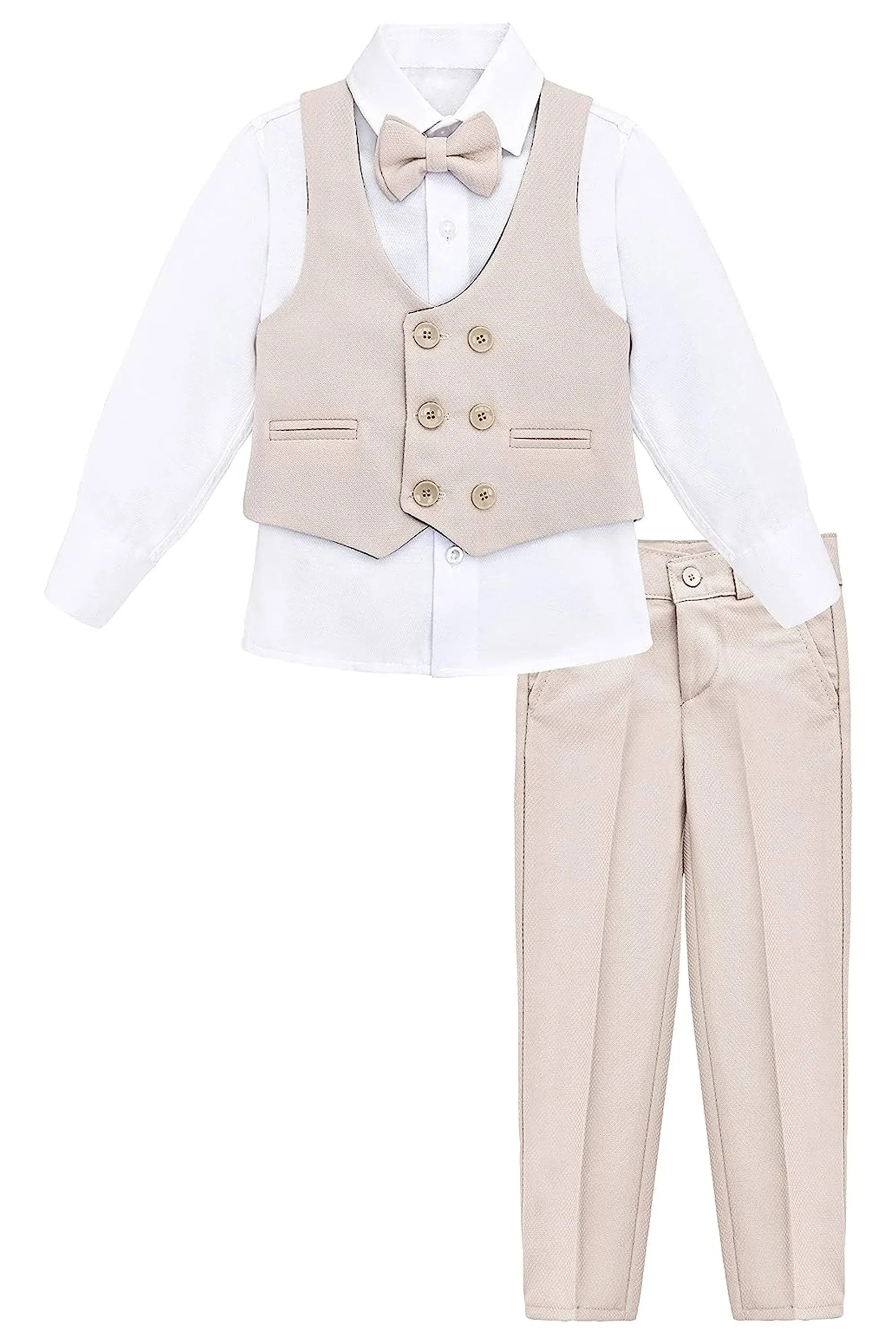 LILAX Toddler & Little Boys Suit Set Formal Vest, Shirt, Pants, and Bowtie 4 ...