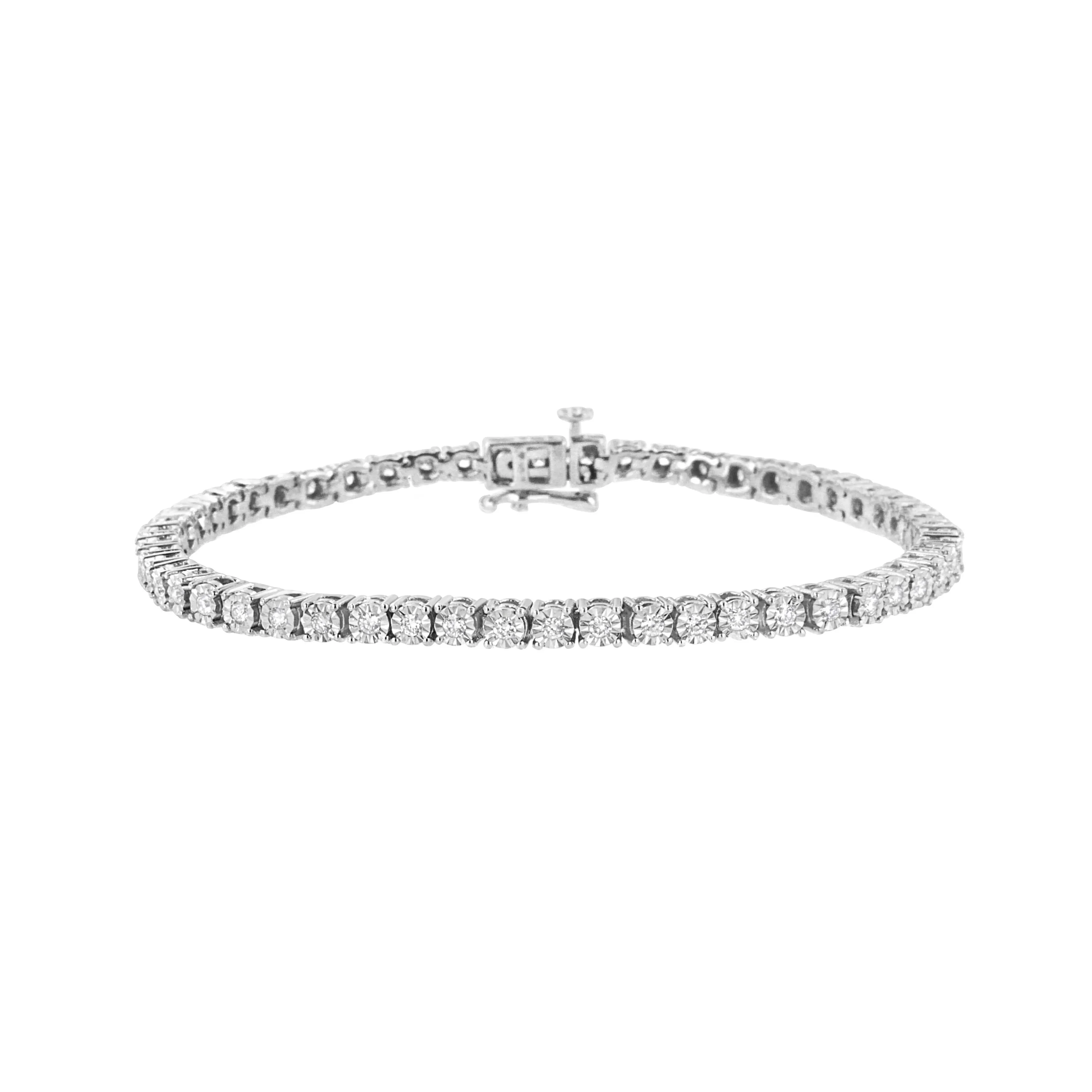 1.0 Carat Lab-Grown Miracle Plate Bracelet in Sterling Silver - 7.25&#034; Inches