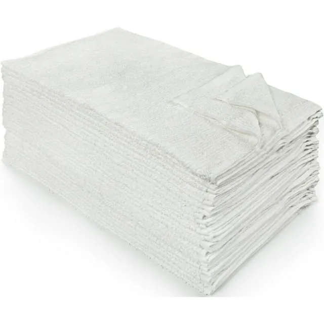 Nouvelle Legende Ribbed Bar Mop Towel, Cotton, 16 by 19 Inches, White, Pack of 25