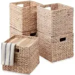 Best Choice Products 13x13in Hyacinth Storage Baskets, Set of 5 Multipurpose Collapsible Organizers - White