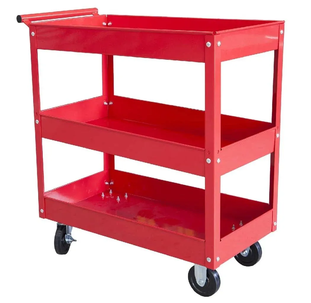 Service Utility Cart 3 Shelf Tier Heavy Duty Tool Car 450 Lbs Load Capacity