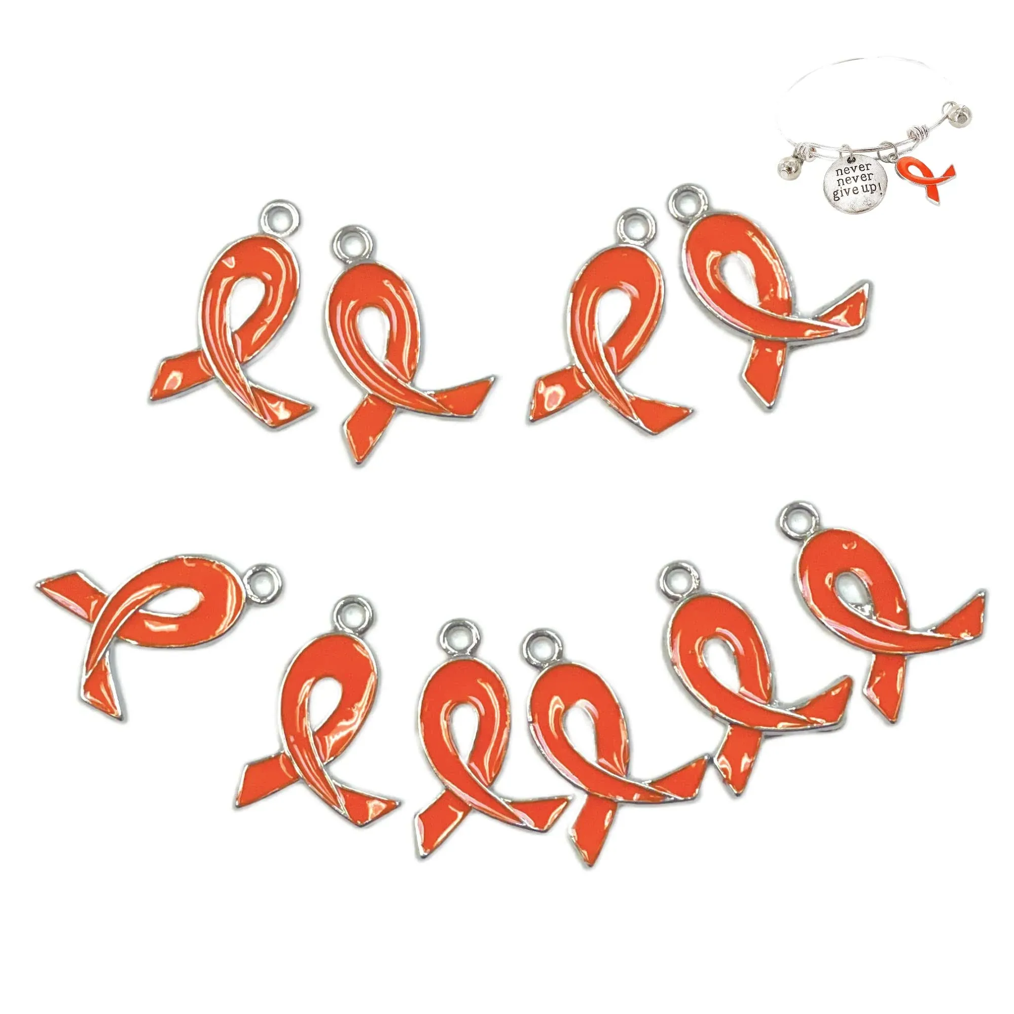 Ribbon Charms, Awareness Charms, DIY Jewelry Making Supplies, Orange, 10 Pcs ...