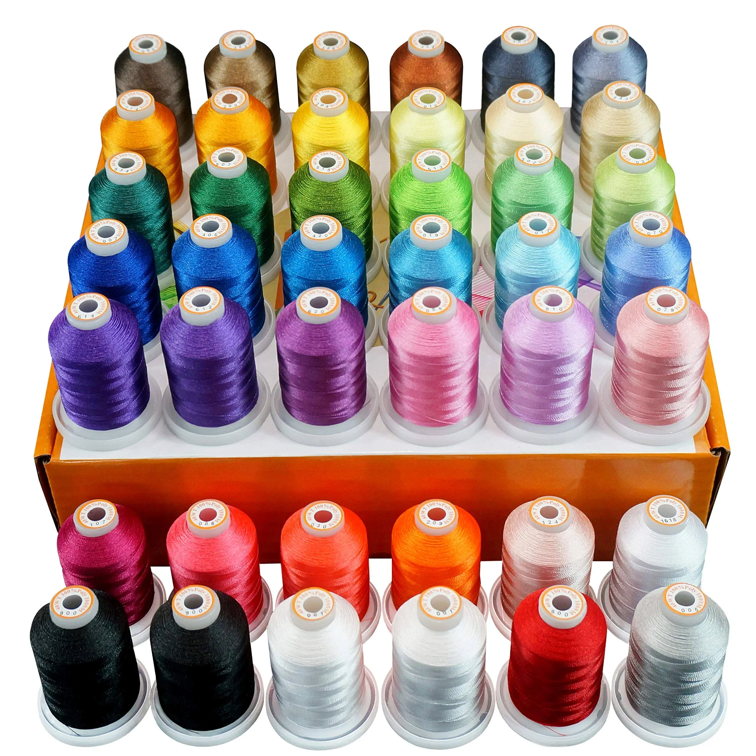 New brothread 42 Spools 1000M Polyester Embroidery Machine Thread Kit for Professional Embroiderer and Beginner