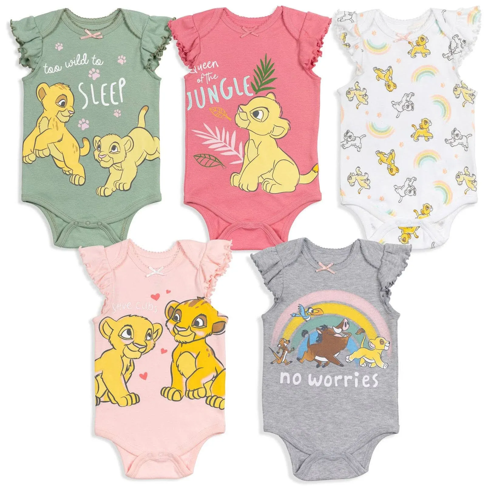 Disney Lion King Simba Nala Newborn Baby Girls Bodysuits