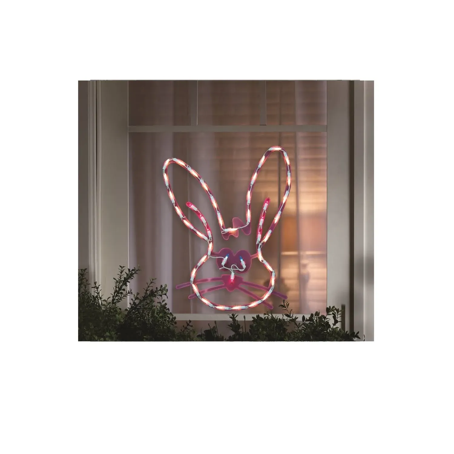 ￼Pink bunny face Easter window silhouette decor indoor outdoor NEW-Best Price!