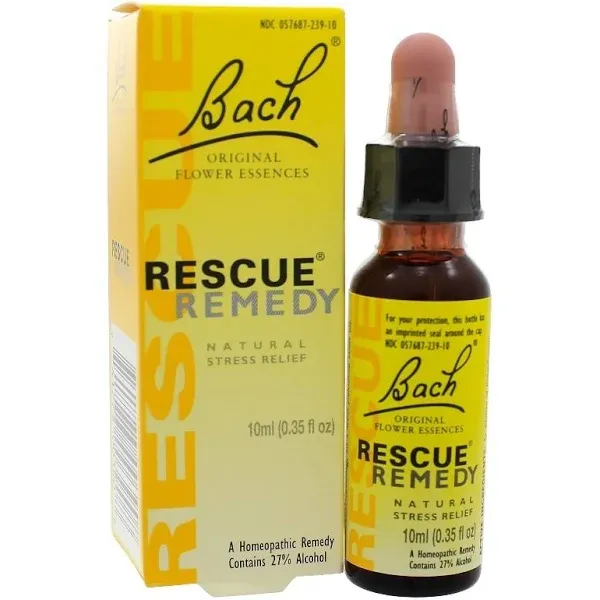 Bach Original Flower Remedies Rescue Remedy Stress Relief, Natural Relief, Homeopathic, Dropper - 0.35 fl oz