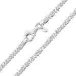 Amberta 925 Sterling Silver 2 mm Snow/Rock Chain Necklace 16" 18" 20" 22" in