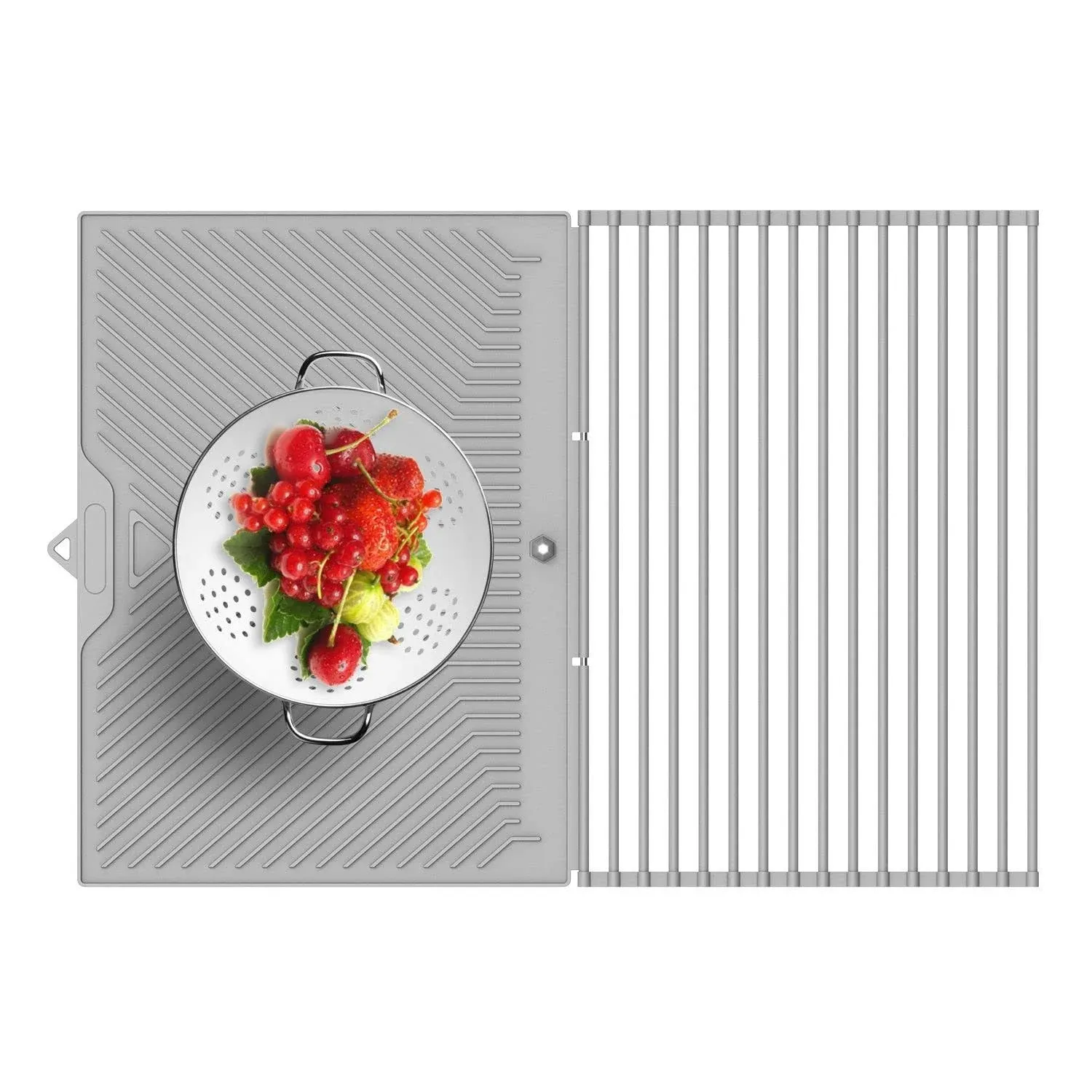 iword Roll Up Dish Drying Rack with Mat Combo,Splitted Drying Mat & Dish Drying ...