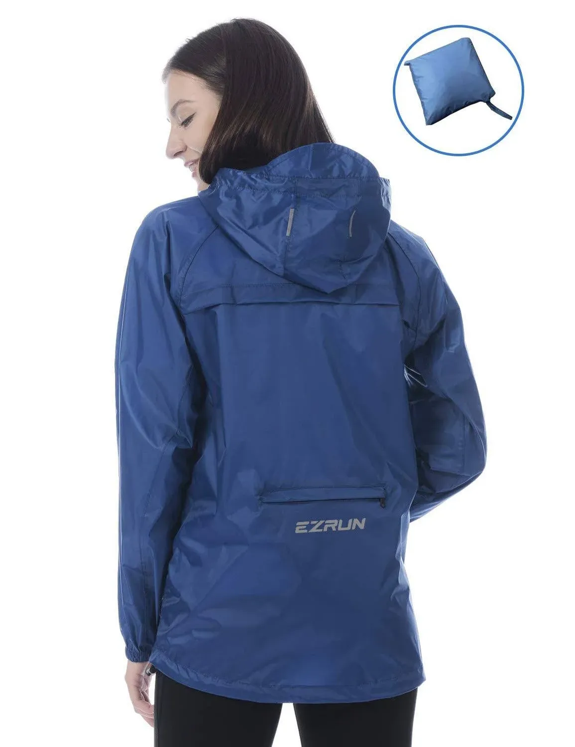 Ezrun Women's Waterproof Hooded Rain Jacket Windbreaker Lightweight Packable Rain ...