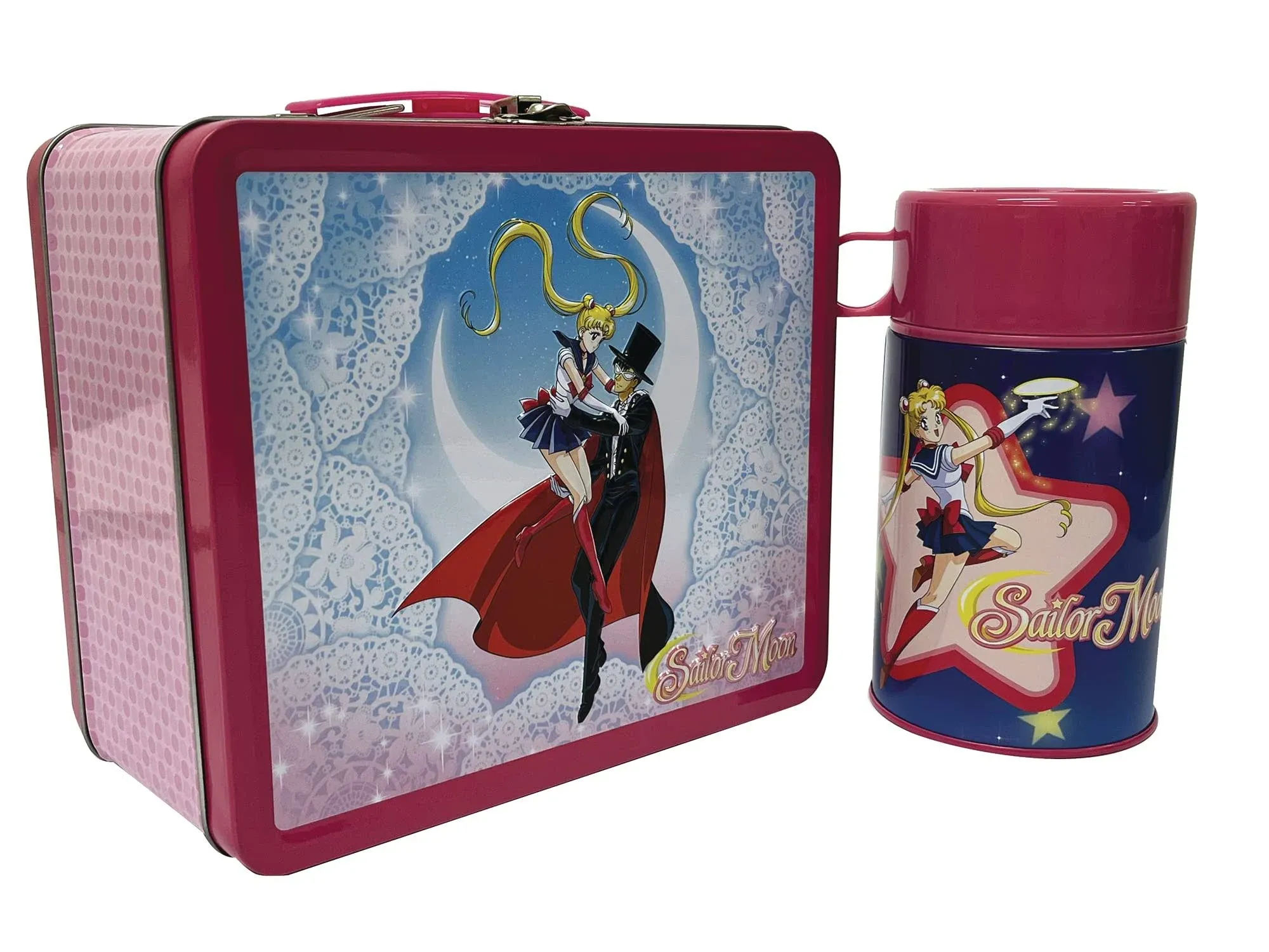 Sailor Moon and Tuxedo Mask Tin Titans Lunch Box with Thermos