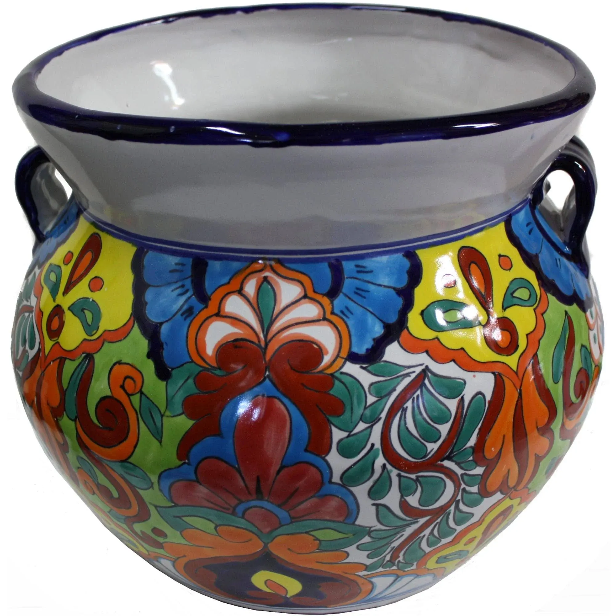 Fine Crafts Imports Rainbow Mexican Colors Talavera Ceramic Garden Pot