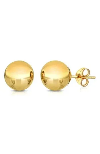 14K Yellow Gold High Polish Ball Stud Earrings