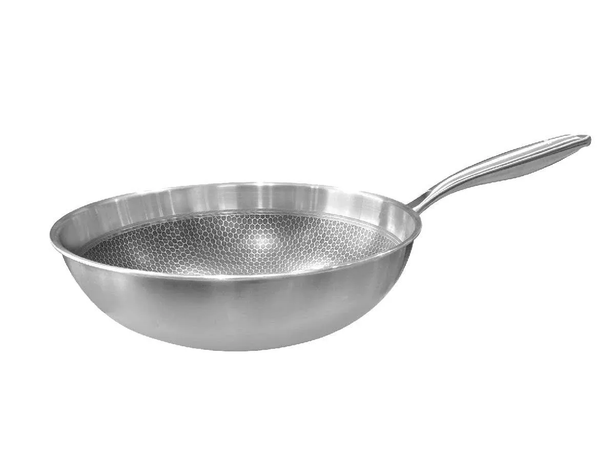 HUDSON Stainless Steel Wok with Ultra-Durable Non-Stick Coating - Induction and Oven Safe