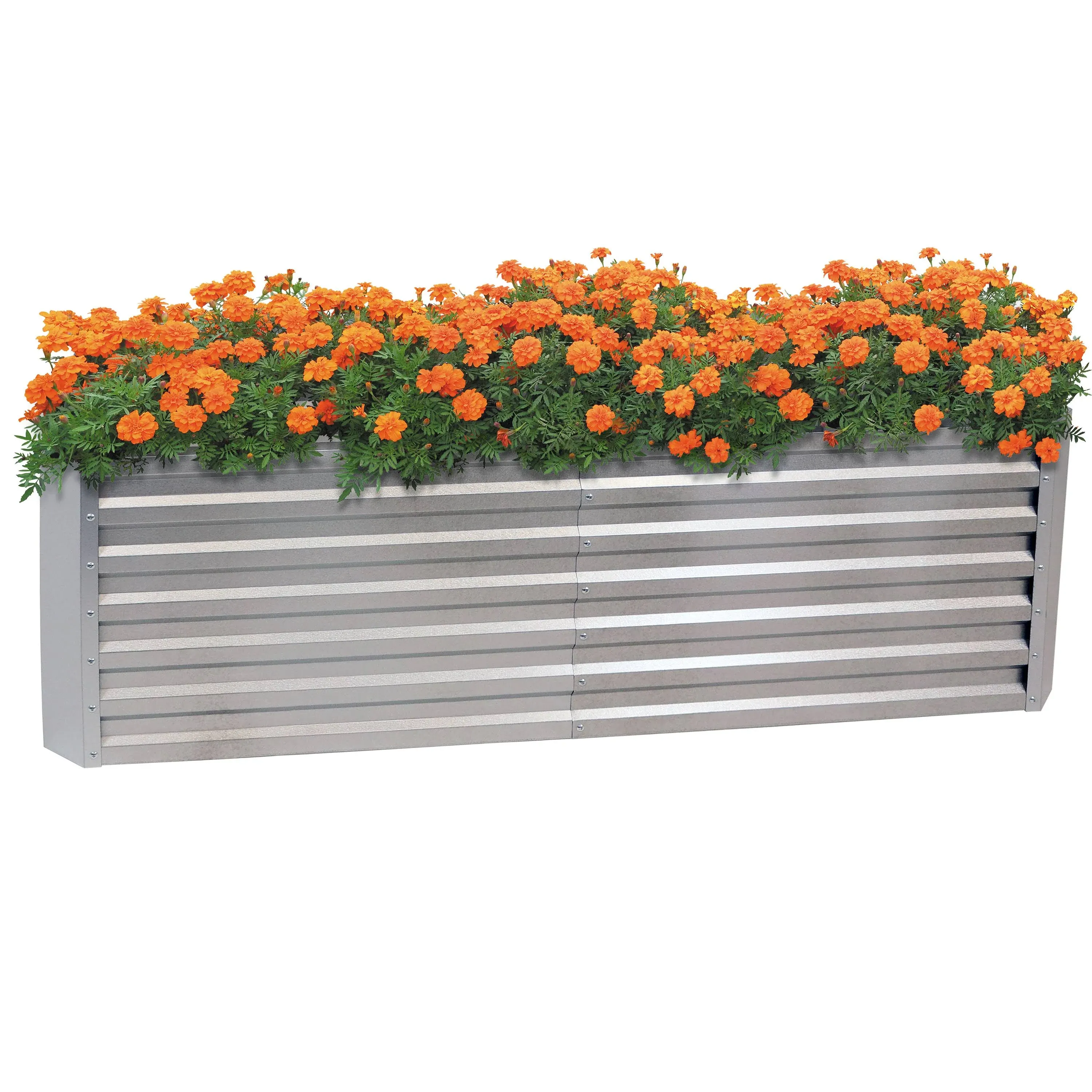 Sunnydaze Galvalume Steel Rectangle Raised Garden Bed - Silver - 71 in