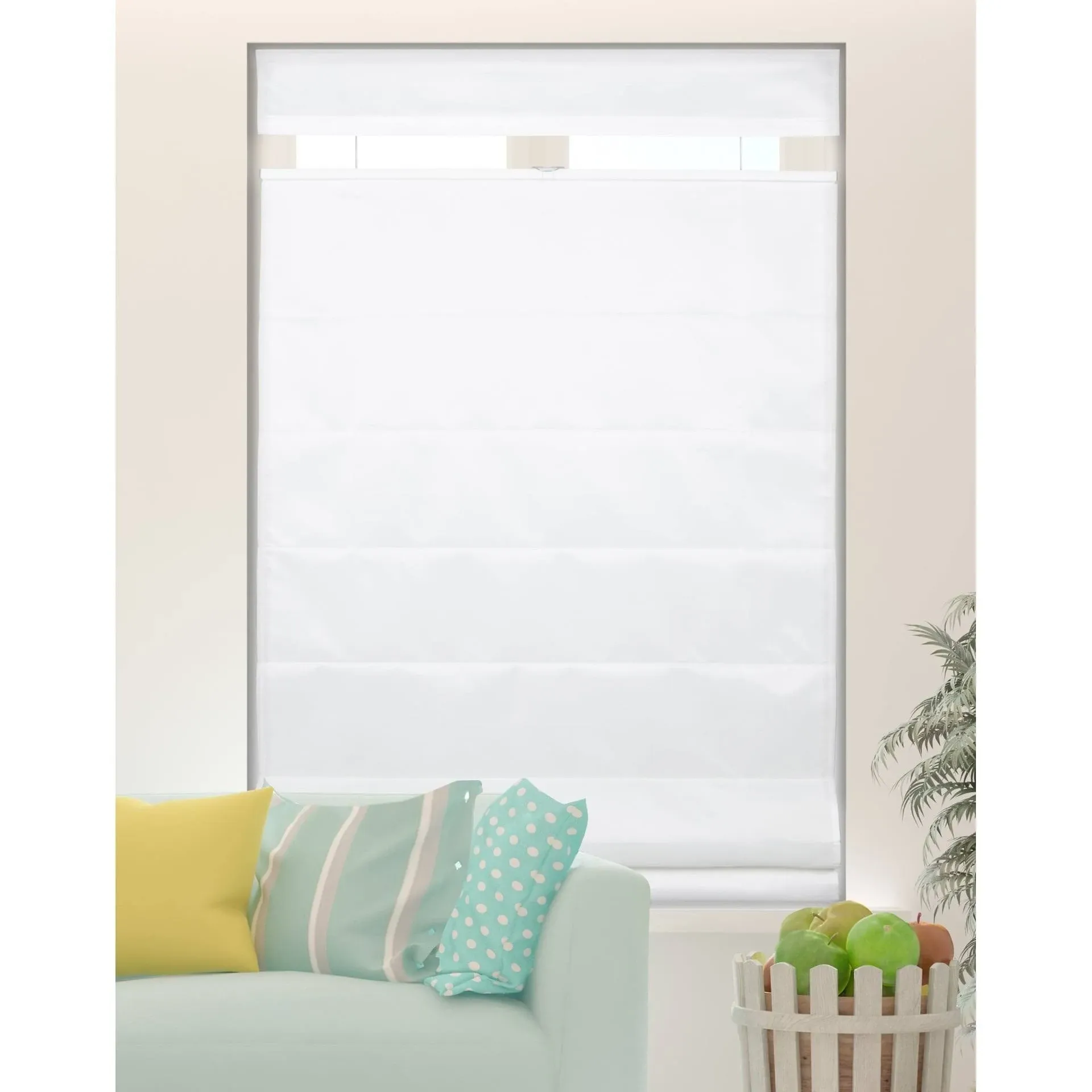 Arlo Blinds White Room Darkening Cordless Lift Fabric Roman Shades - 29.5"W x 60"H