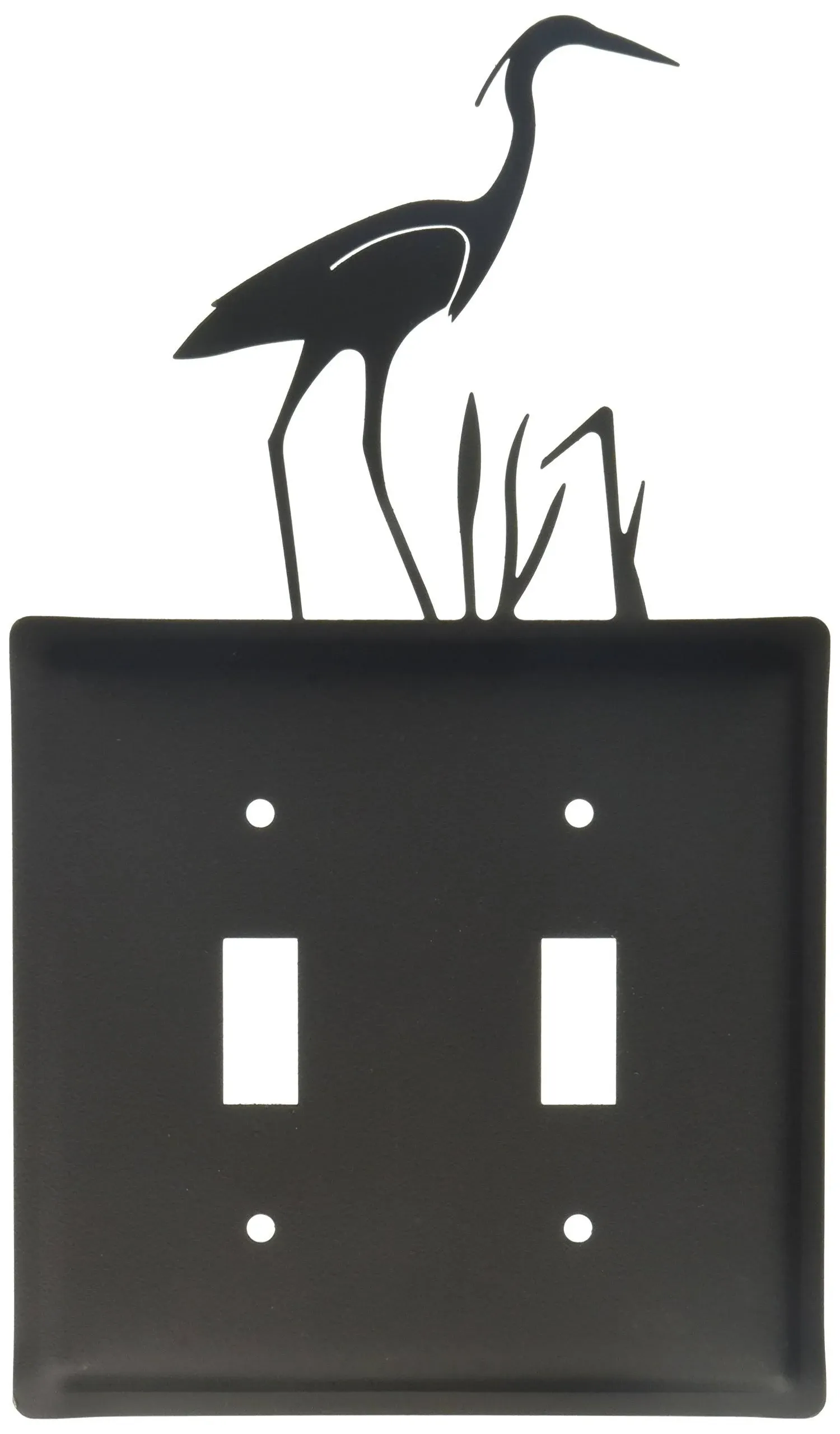 Village Wrought Iron ESS-133 Heron Switch Cover Double - Black